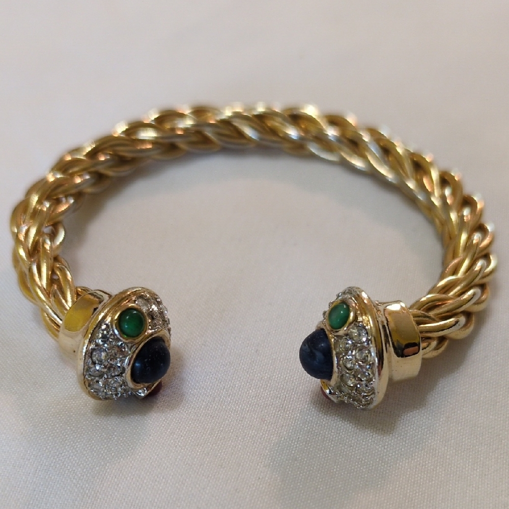 Elegant Gold Costume Bracelet With Gem Accents